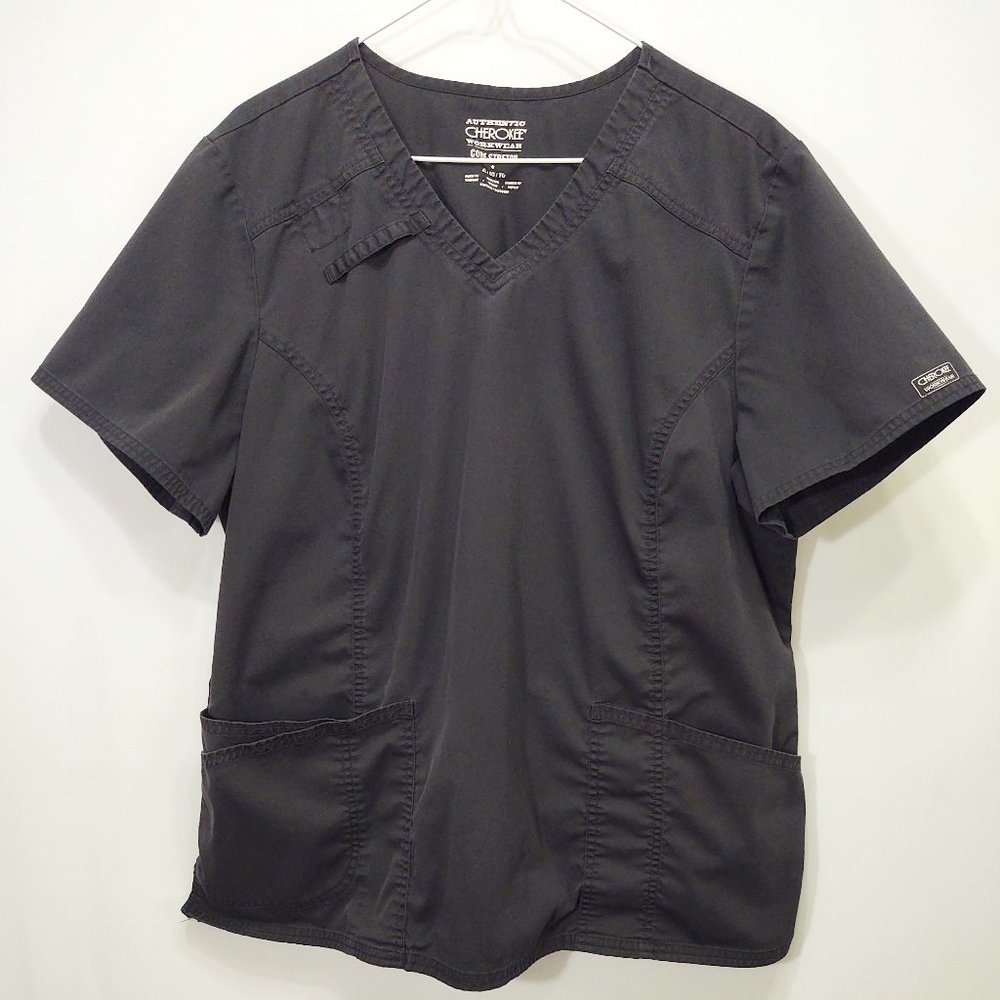 3/$30 Cherokee Workwear Stretch Black Scrub Top XL